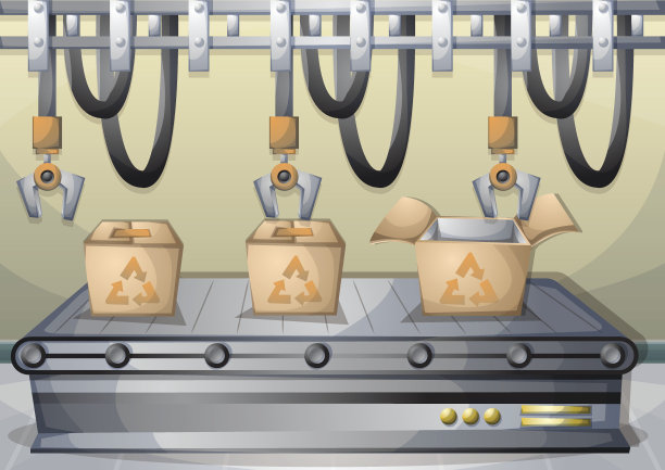 卡通矢量插图内部工厂与分离的层图片下载