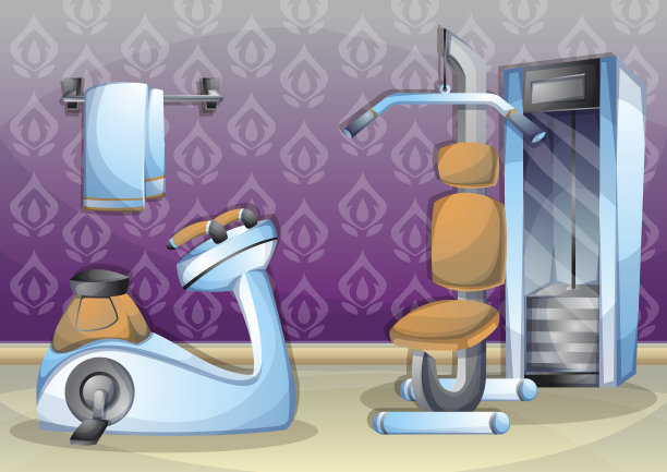 卡通矢量插图室内健身室与分离层图片下载