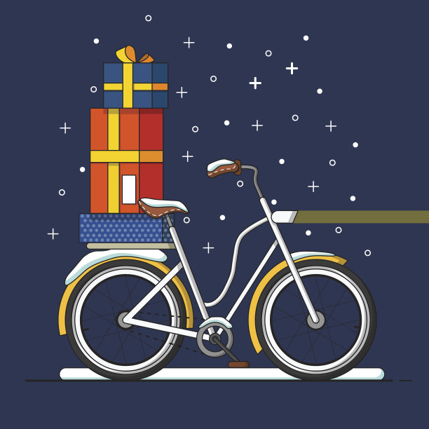 自行车和圣诞礼物。图片下载