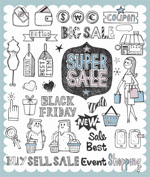 手绘购物和销售图片下载