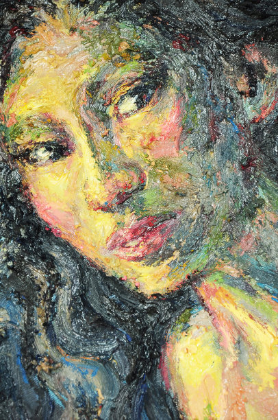 原始油画艺术作品在纹理画布上图片下载