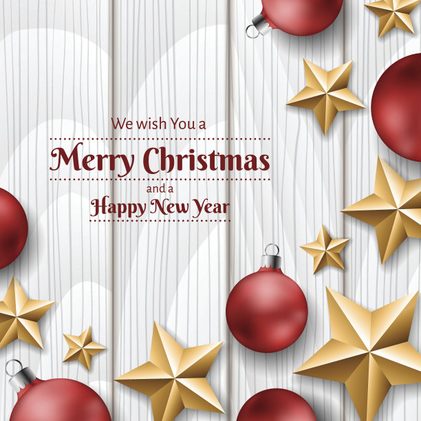 白色木头上的圣诞球和星星图片下载