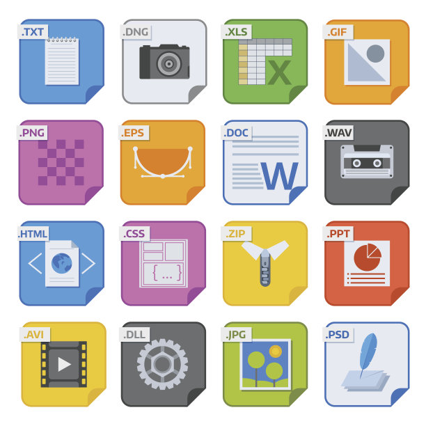 文件类型图标向量集。图片下载