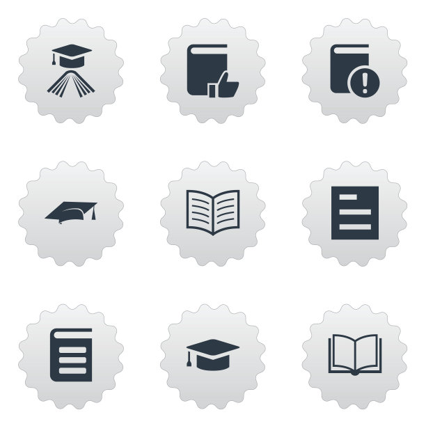 一组9个简单的教育图标。图片下载