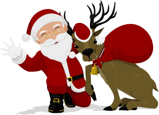 圣诞老人和他的驯鹿图片下载