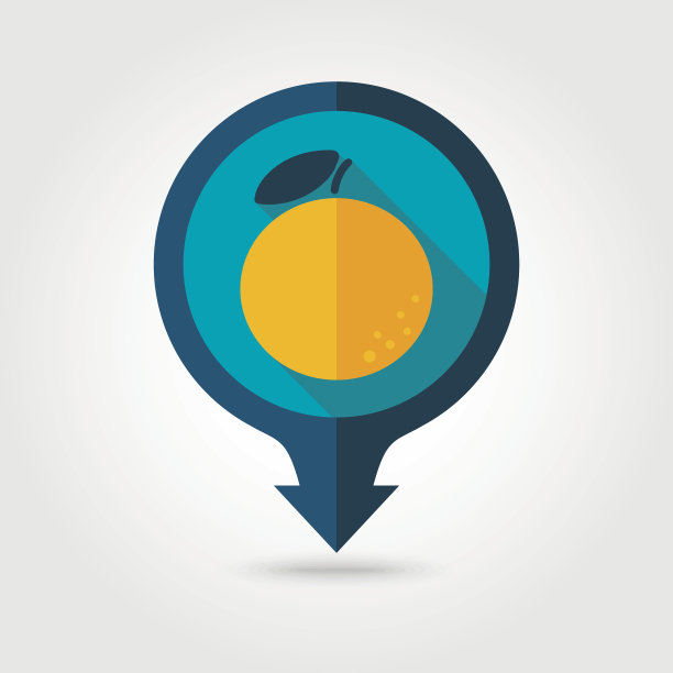 橙色平针地图图标。热带水果图片下载