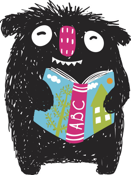 怪兽阅读ABC儿童漫画书素材图片