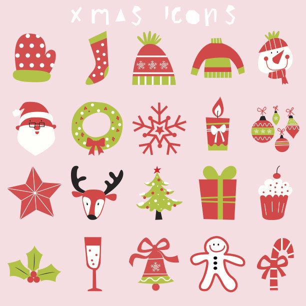 圣诞快乐图标设定两个基调图片下载