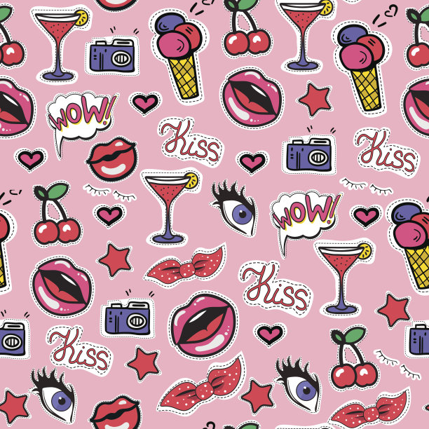 无缝模式与时尚元素图片下载