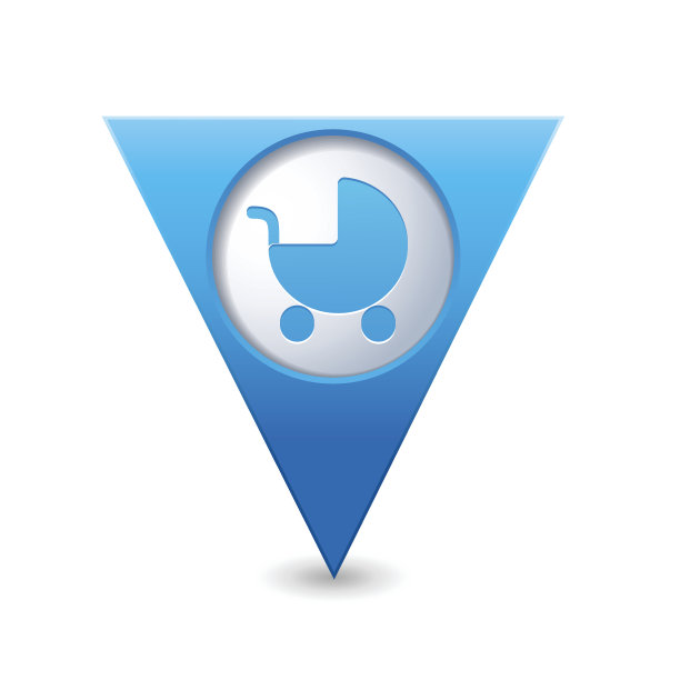 带婴儿车图标的地图指针图片下载