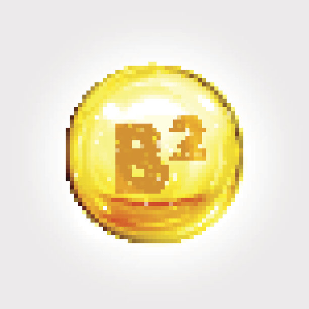 维生素B2金色图标：核黄素胶囊图片下载