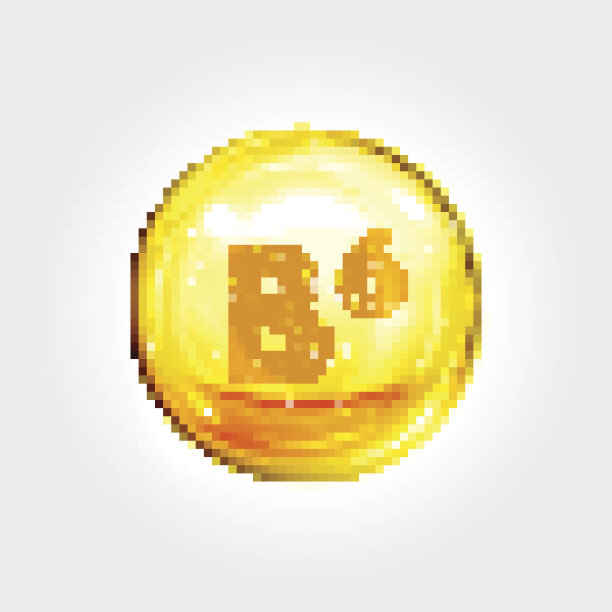 维生素B6的黄金图标。吡哆辛滴丸胶囊图片下载