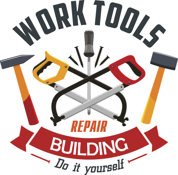 修理和建造工作工具标签和徽章图片下载