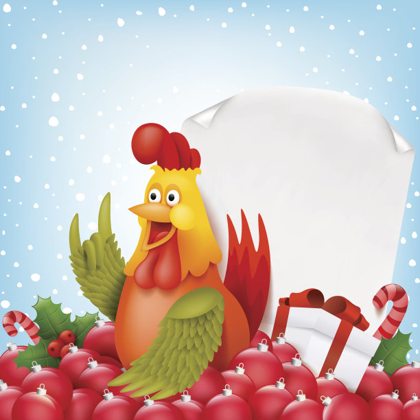 新年作文与滑稽卡通公鸡的人物图片下载