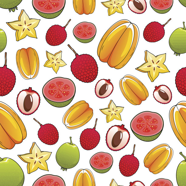 多汁明亮的热带异国水果图案图片下载