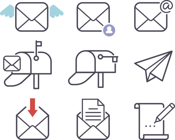 邮件图标向量集。图片下载