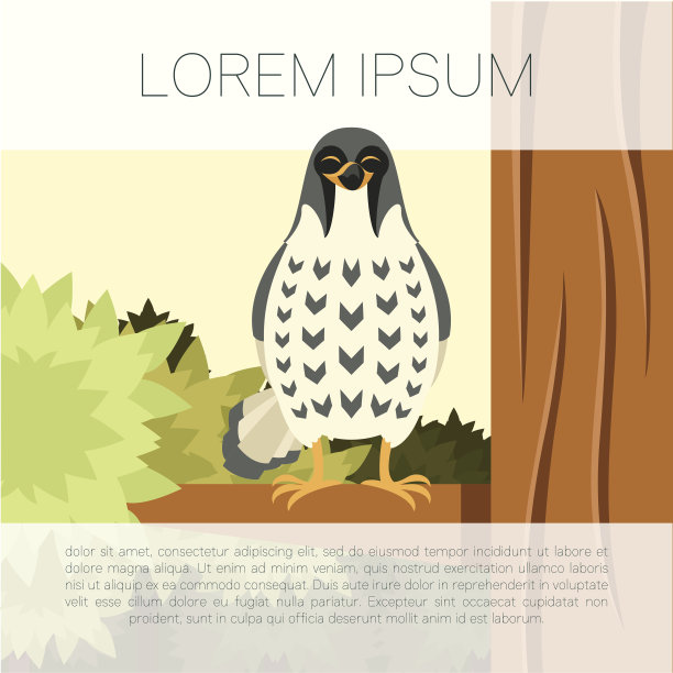 快乐的猎鹰在树的平坦的背景图片下载