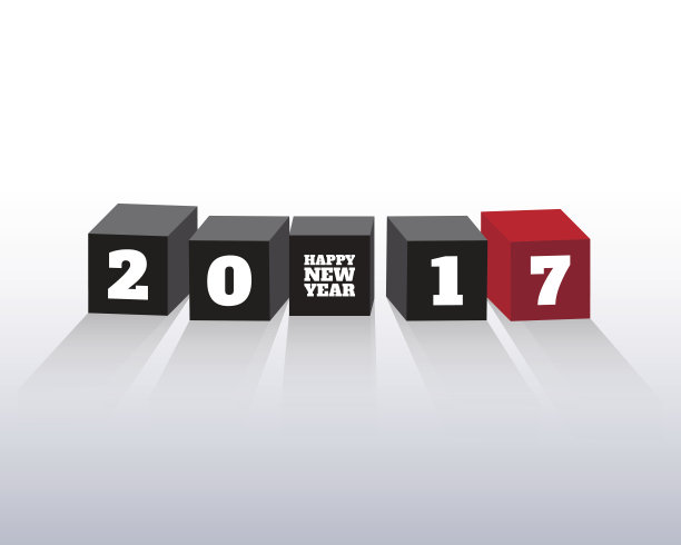 2017新年快乐!问候卡。五颜六色的设计。向量生病图片下载