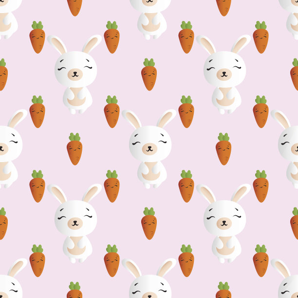粉色背景上的兔子和胡萝卜图片下载