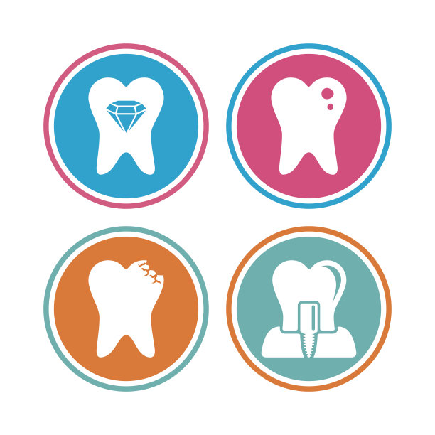 牙科保健图标。龋齿和植牙。图片下载