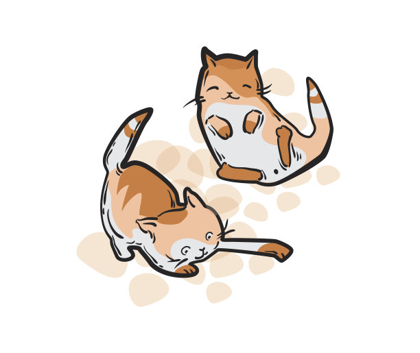 可爱的猫在有趣的卡通风格图片下载