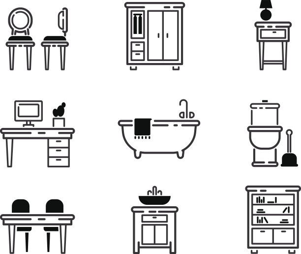 家具图标矢量插图。图片下载