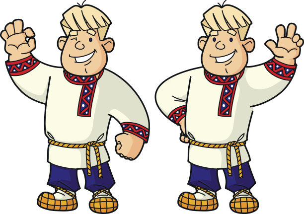 穿着民族服装的俄罗斯年轻人。图片下载