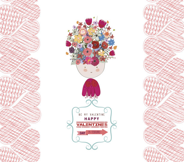 情人节贺卡框架复古与花图片下载