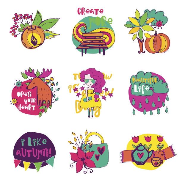 秋向量孤立元素集合图片下载