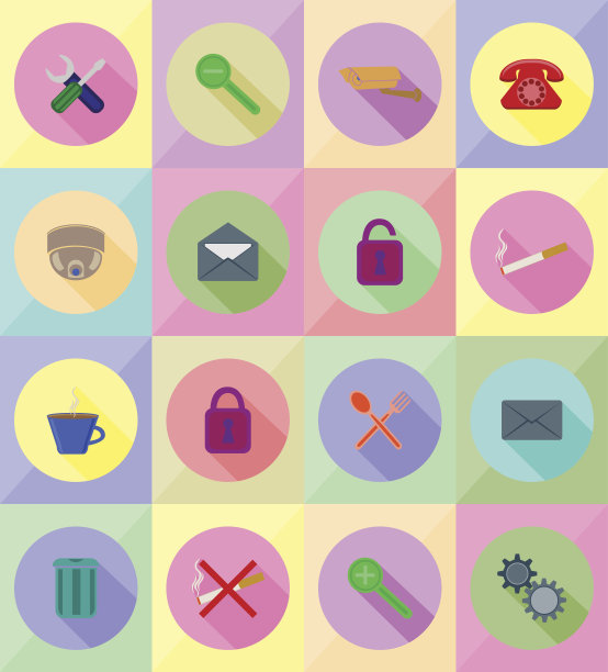 服务平面图标矢量插图图片下载