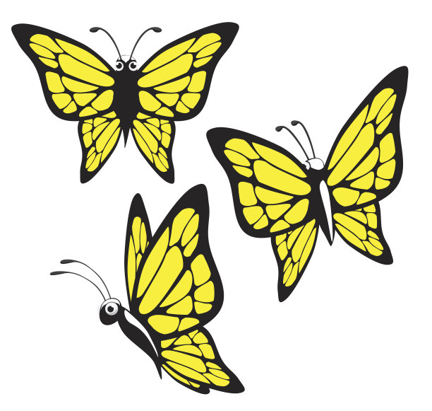 昆虫蝴蝶卡通矢量插图图片下载