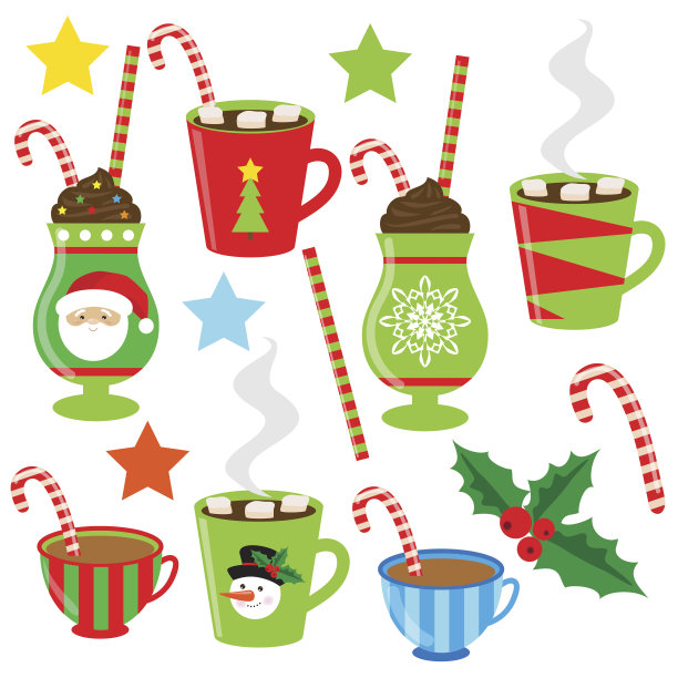 圣诞饮料矢量卡通插图图片下载