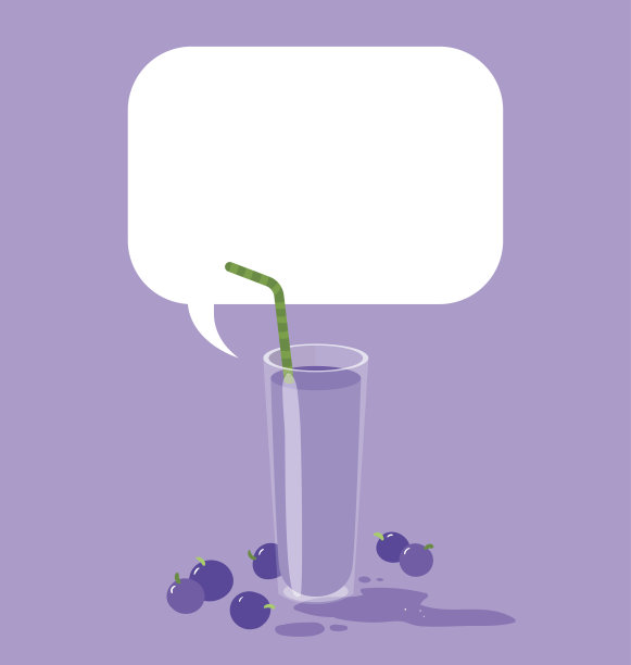 单杯蓝莓汁，文字空白图片下载