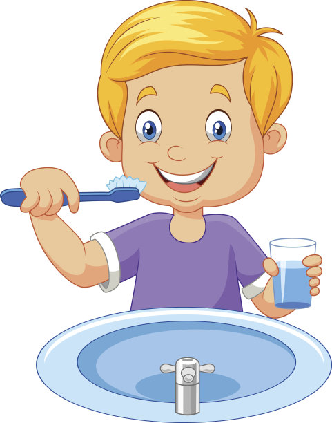 可爱的小男孩正在刷牙图片下载