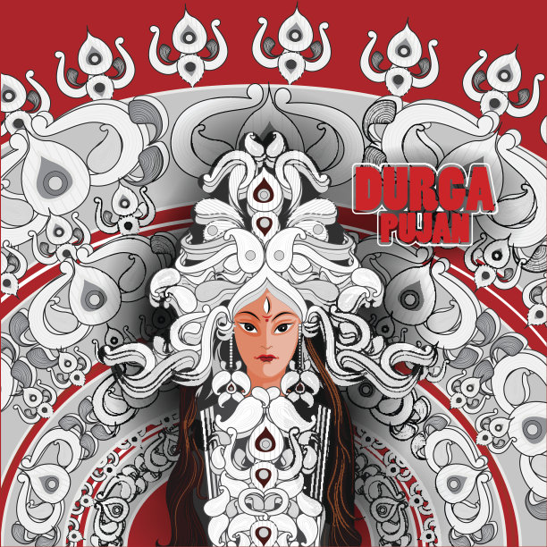 快乐杜尔迦礼拜印度节日背景图片下载