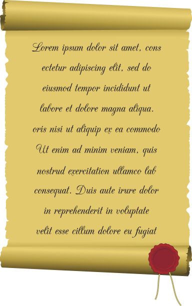 卷轴与文字和蜡印章图片下载