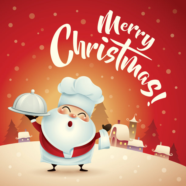 圣诞快乐!圣诞老人在圣诞雪景。圣诞贺卡。图片下载