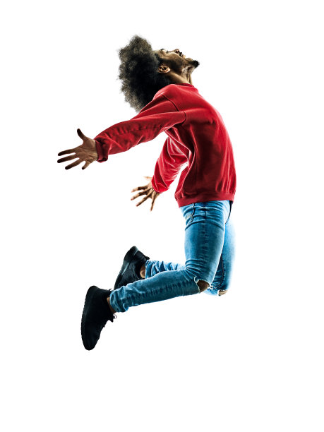 非洲男子舞蹈孤立剪影素材图片