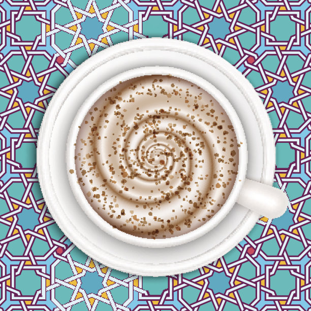 咖啡加牛奶，满杯，俯视图，矢量。图片下载