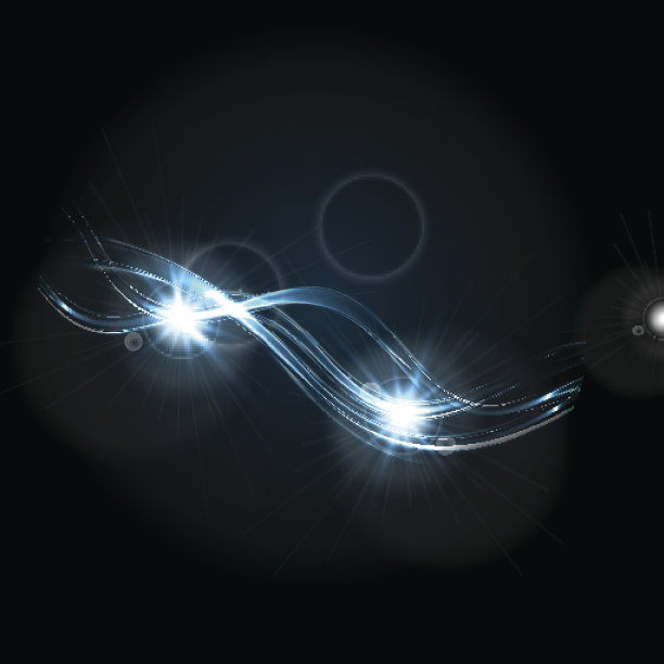 发光的蓝色光泽的波浪在黑色的背景图片下载