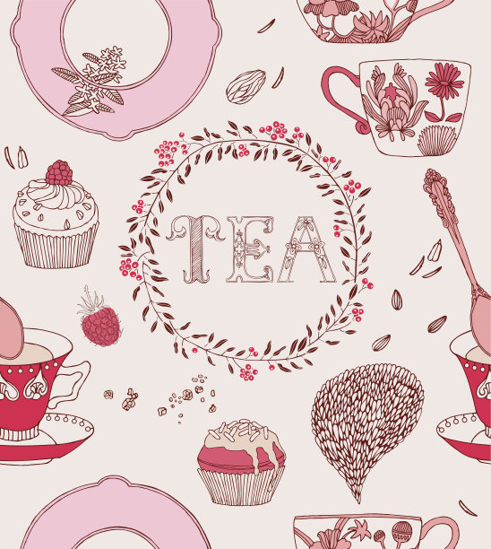 茶和各种糖果素材图片