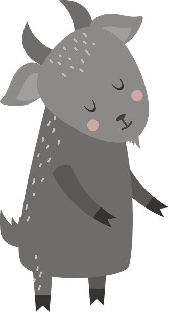 可爱的卡通灰色山羊哺乳动物农场动物载体。图片下载