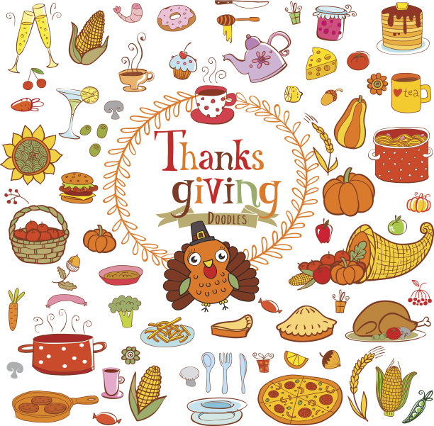 感恩节食物涂鸦图片下载