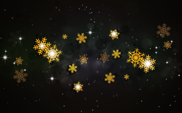 黑色背景上的金色雪花图片下载