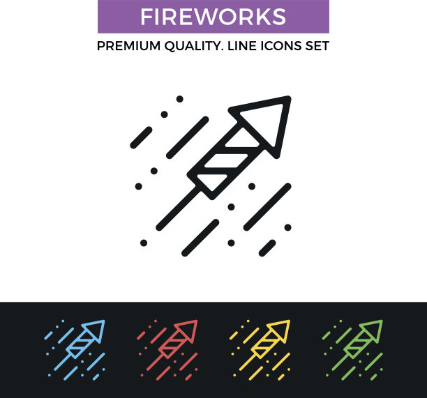 向量烟花图标。简单的细线图标集图片下载