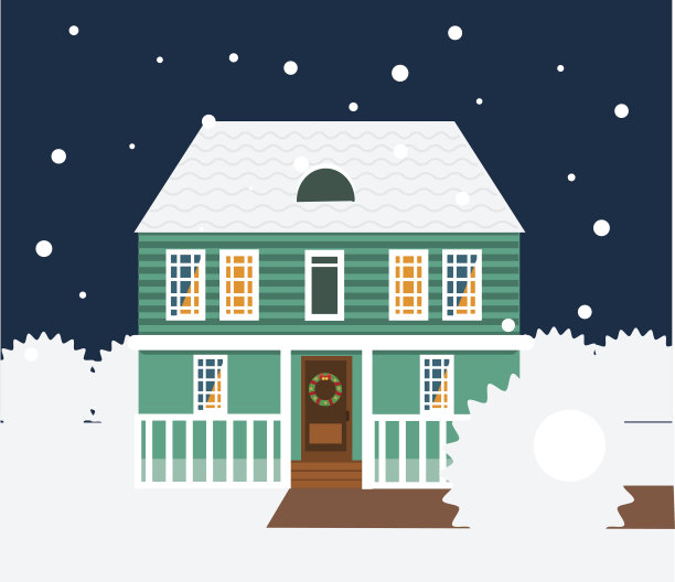 冬天的夜景。房子，小屋，联排别墅，家图片下载