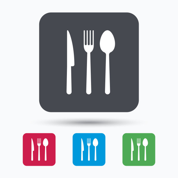 叉子、刀和勺子的图标。餐具的迹象。图片下载