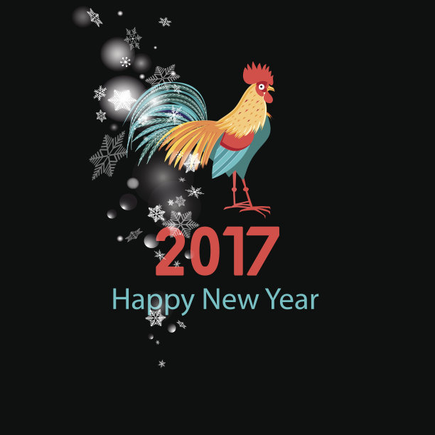 圣诞贺卡上有一只公鸡图片下载