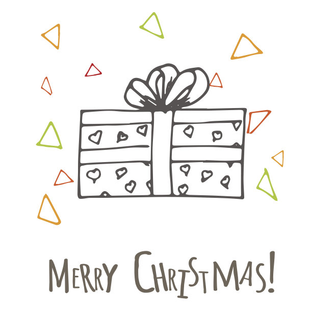 手绘礼品与蝴蝶结卡通风格。图片下载