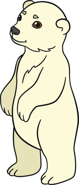 卡通动物。可爱的小北极熊宝宝笑了。素材图片